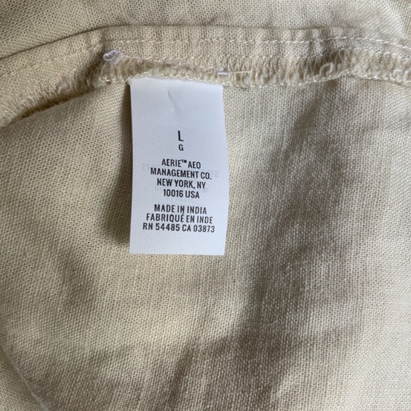 Aerie Women Babydoll Casual Linen Mini Dress in Ivory Size Large - Picture 10 of 11